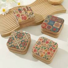 KYPHIREL 1pc Mini Vintage Printed Jewelry Box, Can Store Earrings, Rings, Necklaces, Travel Storage Box, Back To School Jewelry Earring Storage Box - Multicolor - View 9