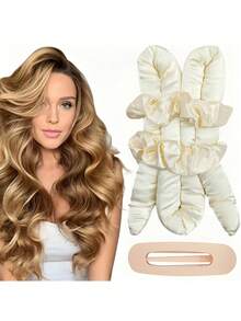 4pcs Heatless Curling Set - Satin Heatless Hair Curlers, Curling Rods, Curl Hair While Sleeping Without Heat, Hair Styling Set, Hair Accessories - Multicolor - View 9