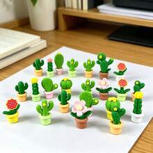 4pcs Random 3D Potted Plant Miniature Models, Made Of High-Purity Building Blocks, High-Quality Realistic Succulent Plant Decorations, Surface Maintenance Building Blocks, Suitable For Office Diaries And Planning Supplies - Multicolor - View 5