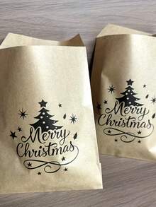 25Pcs Christmas Tree Kraft Paper Gift Bags – Elegant All-In-One Design, Versatile Treat Bags For Parties, Family Get-Together, Office Gifts, Friend Get-Togethers & Gift Packaging – Ideal For Christmas Celebrations - Christmas Tree Paper Bag - View 4