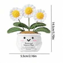 1pc White Potted Plant With 3 Flowers, Symbolic Of Heartfelt Encouragement, Small Gift For Girlfriend And Friends, Warm And Healing Desktop Decor - Multicolor - View 2
