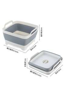 Plastic Folding Vegetable Washing Basin, Hand-Held Folding Basin, Household Multifunctional Storage Basket, Sink Folding Basin - Multicolor - View 4