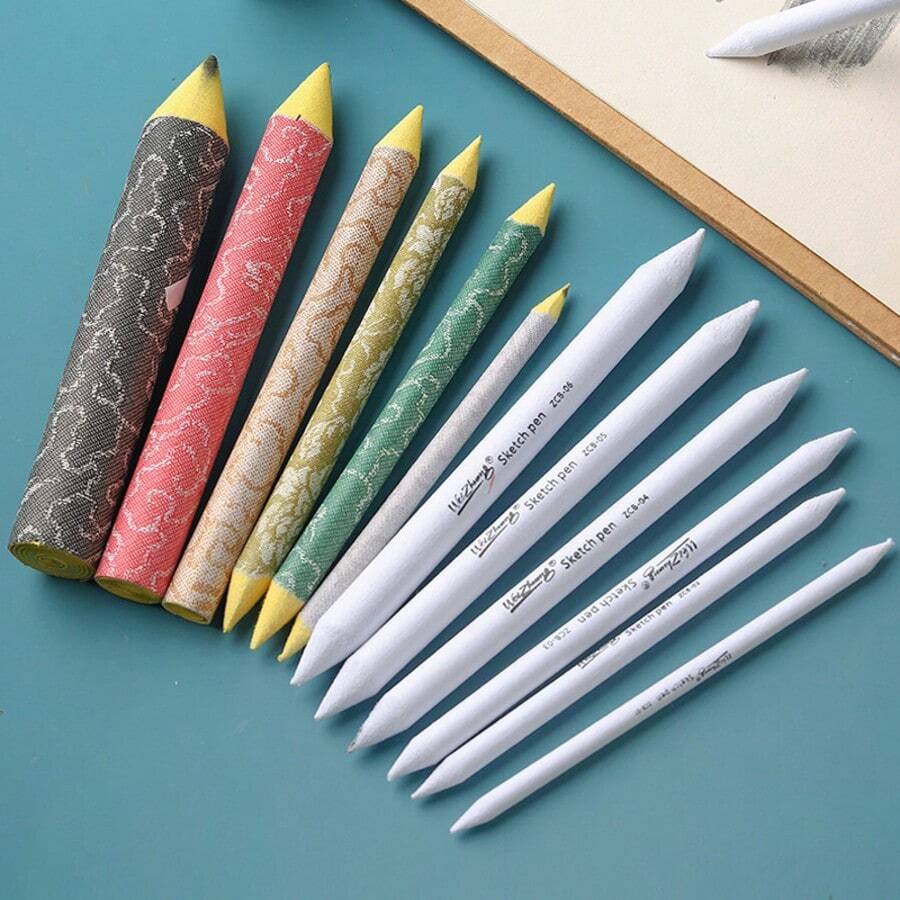 3/6入 紙筆暈染棒與紙筆，紙藝暈染棒，油粉彩暈染工具，陰影鉛筆，軟紙氈素描暈染棒，適合藝術家與學生的素描繪圖用品