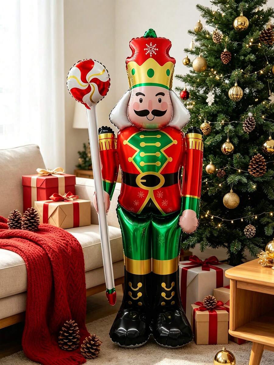 1PC Christmas Nutcracker Soldier Mylar Balloon Vintage Winter Floor Placement Decoration Festive Foil Balloon For Home Lobby Decor - Christmas - View 1