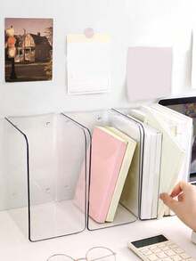 Madebyblanc Soporte De Libro Acrílico Transparente, Divisor De Almacenamiento De Archivo De Libro De Escritorio, Soporte De Estante Para Escritorio Estudiantil Y Organizador De Oficina - transparente - Ver 10