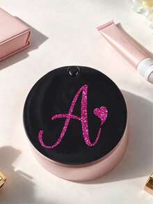 時尚黑色圓形鏡子，可滑動迷你鏡，印有花卉字母 A-Z，可用作迷你黑色盒子鏡，便攜式化妝鏡，梳妝鏡，旅行鏡，迷你手持鏡，適合日常使用、約會、生日、節日、返校、夏季、度假、海灘、旅行、通勤，生日禮物、節日禮物、母親節貼心禮物、實用禮物 - 彩色 - 查看 15