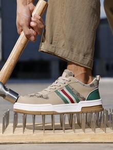 Women's Protective Shoes, Anti-Crush Anti-Puncture Steel Toe Fashion Flat Work Shoes, All-Season Wearable Work Function, Soft Comfortable Summer Lightweight Breathable (Size Runs Large, Please Choose One Size Smaller) - Khaki - View 7