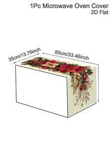 1pc Christmas Microwave Oven Cover, Bow&Christmas Ball, Poinsettia Design Polyester Household Kitchen Microwave Oven Dust Cover, Perfect For Holiday Kitchen Decor & Appliance Protection, Christmas Decoration, 2D Flat - Multicolor - View 13