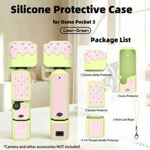 4-In-1 Full Body Silicone Case Set For Osmo Pocket 3,Y2K Sweet Ice Cream Sprinkle Color Block Bow Pattern Screen Protective Cover,All-Round Shockproof Camera Skin Gift For Female Vlog Content Creators - View 14