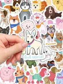 100pcs Cute Cartoon Dog Doodle Stickers Laptop Handbook Cell Phone Case Decorative Stickers - Multicolor - View 6