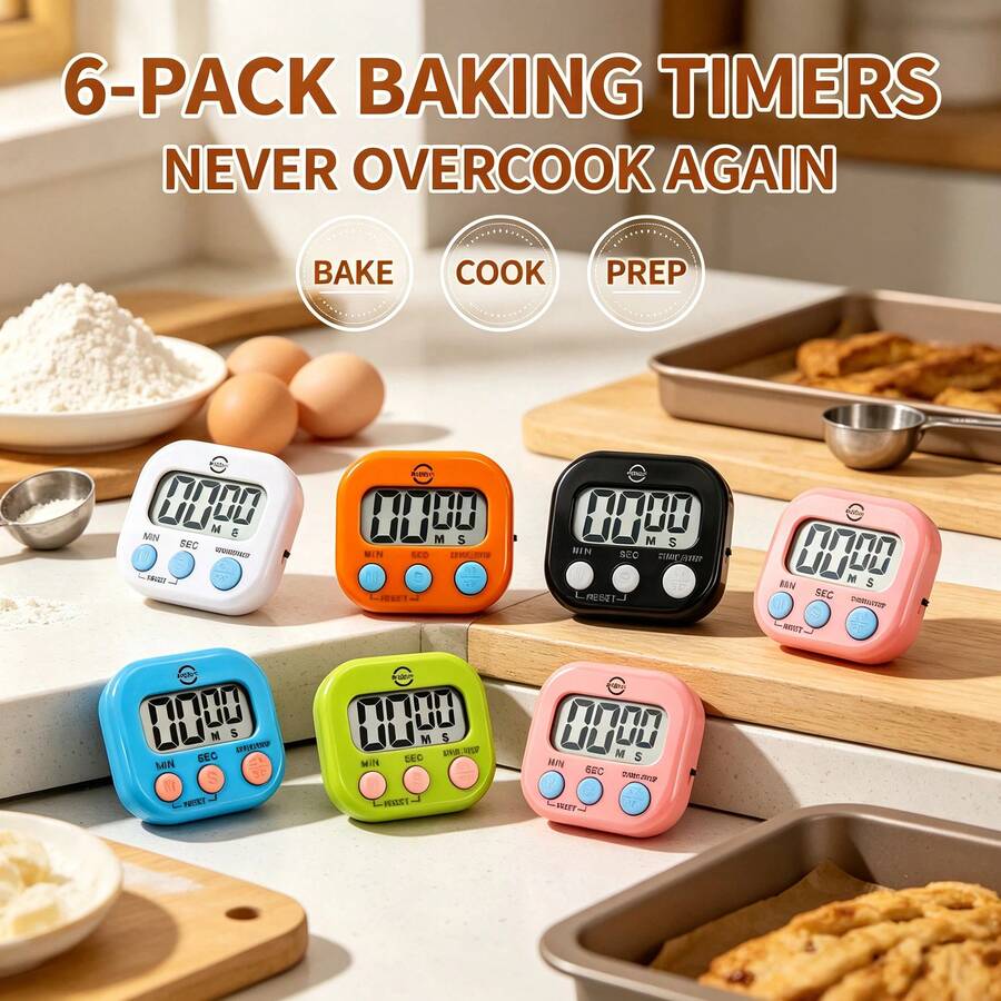 1PC/2PCS/6PCS/8PCS Timer Pemanggang, Asisten Manajemen Waktu dengan Tampilan Jelas, Cocok untuk Berbagai Kesempatan (Baterai Tidak Termasuk), Alat Manajemen Waktu, Timer Dapur, Timer Portabel, Desain Ringkas, Struktur Tahan Lama, Bahan Plastik, Aksesori Pemanggang, Timer Hitung Mundur