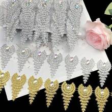2 Yards 7cm Wide Exquisite Gold Silver Rhinestone Chain Lace For Bridal Hairpiece Costume DIY Material Jewelry Decoration - Gold - View 2