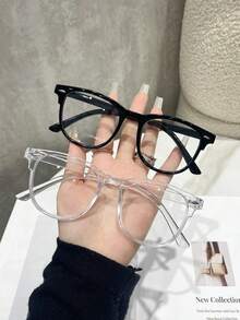 2 Pairs/1 Pair Women's Plastic Square Fashion Design Couple Style Elegant And Beautiful Fashion Glasses, Suitable For Music Festivals, Summer Outdoor Leisure Activities, Vacations, Tropical Beach Trips Or Back To School Essential Accessories. - Transparent - View 6