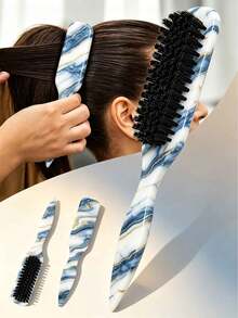 1-4pcs Unisex Smooth Hair Comb/Beard Brush Set, Blue & White Porcelain Pattern Pointed Tail Comb, Fragrance-Free Professional Styling Comb, Dual Function For Hair Cutting & Cleaning, Smooth & Easy To Comb, Suitable For All Hair Types, Edge Control Comb, Professional Smooth Back Comb, Perfect For Creating Neat Ponytails & Braids, Pointed Tail Styling Tool, Can Be Used To Fix Flyaway Hair & Apply Beard Wax, Suitable For Bathroom Use, Scalp Massage, Back To School, Travel & Vacation, Daily Use, Also An Excellent Gift For Friends & Family - Multicolor - View 5