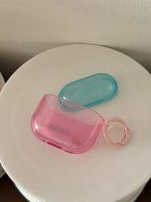 Contrast Color Translucent Purple & Green Earphone Case For AirPods Pro 3, 4th Gen Wireless Bluetooth Apple 1/2, Pro New 3rd Gen, Pro 2 Anti-Drop Protective Cover, Korean Style For Women - Baby Pink - View 5