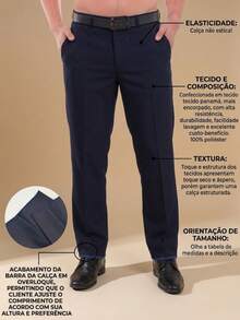 pthirillo Kit Masculino 2 Peças – Conjunto de Calça Social Azul Marinho Escuro com Barra em Overloque + Camisa Social Slim Fit Tricoline de Poliéster Leve Estruturada - Cinza - Visão 2