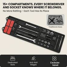 Magnetic Silicone Tool Tray And Powerful Magnetic Cleaning Pad - Carbon Black - 17 Slots + 4 Magnetic Long Style - View 2