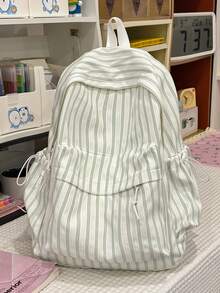 Minimalist Large Capacity Striped Backpack With Multiple Pockets, Suitable For Travel, Shopping, Vacation, Can Hold Laptop, Textbooks, Clothes - Style Type - View 7