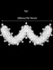 1pc Christmas Wreath Decoration With White Snowflakes, Christmas Tree Decor Accessory, Suitable For Christmas Home Wall Hanging, Stair Railing And Ceiling Hanging Decoration, Christmas - Multicolor - View 5