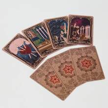 Mini Classical Pink Lotus Gold Foil Tarot Cards, 3.43*2.24inch Pocket Portable Size, Premium Metallic Texture Effect, Elegant Tarot Suitable For Beginners And Professional Readers - View 4