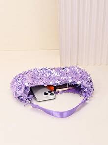 LJDCRFT Women's Evening Clutch With Sparkling Sequin-Embellished Shoulder Straps, Stylish And Portable, Suitable For Weddings, Cocktail Parties, And Banquets. - Purple - View 3