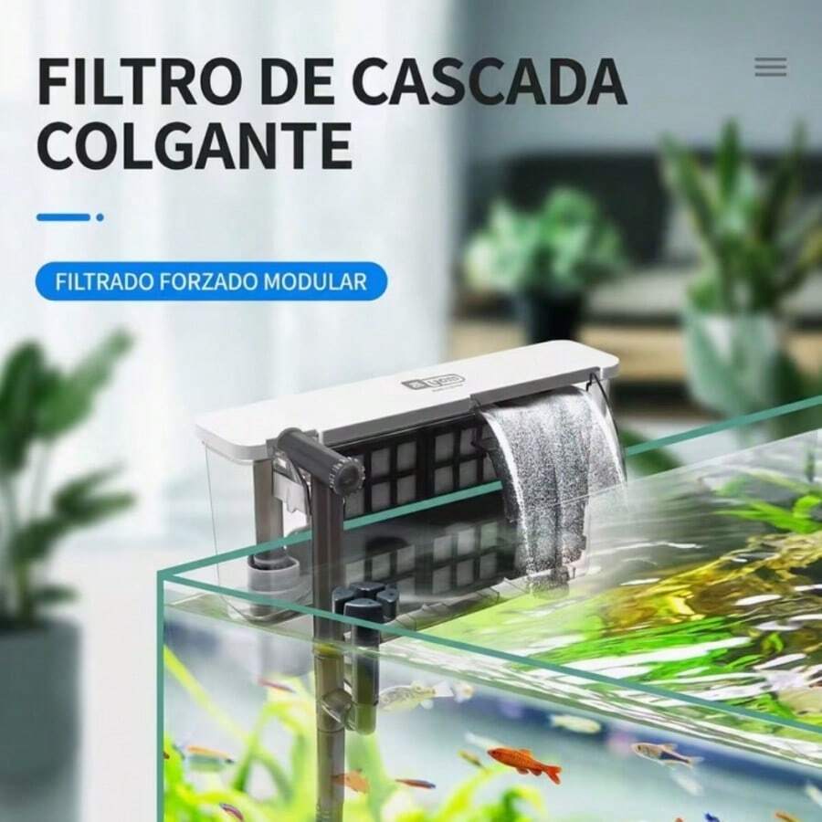 Filtro De Acuario Tipo Cascada Con Bomba Oxigenador 3 En 1 Silencioso Purificador Colgante Para Pecera - Tipo de Enchufe A USA (110-127V) - Ver 1