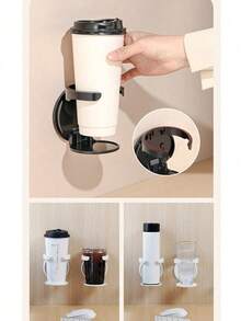 1pc Wall-Mounted Folding Cup Holder, Water Cup Coffee Beverage Storage Rack, No-Drill Car Cup Holder, Suitable For Kitchen, Bedroom And Office - Standard Model - View 8