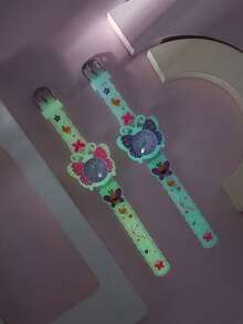 2pcs/Set Gift Set Girls Butterfly Soft Silicone Strap Analog Quartz Wristwatch With Creative Pattern For Students - Multicolor - View 8