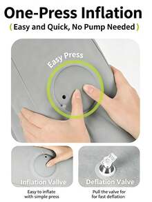 Portable Inflatable Footrest, Flocked Travel Foot Pillow, Airplane And High-Speed Train Foot Support, Office Foot Pad, Adjustable Long-Distance Travel Footrest, Suitable For Home, Office And Business Trips, Skin-Friendly Flocked Material - Grey - View 7