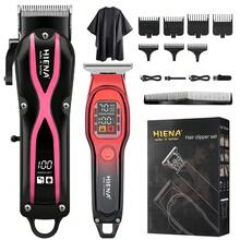 HIENA Juego de 2 piezas de cortadora de pelo profesional, juego de recortadora inalámbrica en forma de X en negro dorado & negro rosa, pantalla digital LED de batería, carga rápida Tipo-C, cuchillas de acero al carbono afiladas, 8 peines limitadores & juego completo de accesorios de capa de barbero, larga duración de batería para salón y hogar, corte de pelo degradado - Multicolor - Ver 15