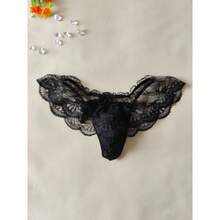 Best SellerSoft And Comfortable Breathable Underwear, Low Waist Underwear, With Fashionable Pouch Design,2pcs Men's Sexy Thong Underwear, Lace Skirt, - 2pcs Black+White - View 3