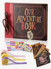 1pc 11.4/7.4in 80 Pages Travel Diary Scrapbook Vintage Style Travel Keepsake Vintage Kraft Paper Scrapbook Ring Binder Photo Album DIY Anniversary Wedding Travel Record Friends Birthday Gift Valentine's Day Halloween Christmas New Year Gift - Alphabet Adventure Scrapbook Album - View 5