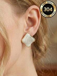 1 Pair Fashion Design Stainless Steel Earrings Set, Women's Daily Wear Party Holiday Gift Beach Accessory, Versatile Casual Daily Wear Vintage INS Style Earrings, Also Perfect As A Surprise Gift For Valentine's Day, Birthday, Mother's Day, Thanksgiving Or Vacation - Multiple Styles - View 3