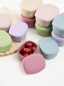PopLittleOne 2PCS Weaning Feeding Tableware Set Silicone Baby Food Storage Containers With Lid Portable Reusable Baby Dinner Box Baby Daily Essentials - Multicolor - View 6