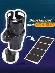 1pc Multi-Function Rotating Car Cup Holder, Cross-Shaped Divider Design, Double-Layer Storage Rack, Adjustable Car Cup Holder Extender. Suitable For Various Car Cup Holders, This Multi-Function Dual Cup Holder Also Includes Phone Holder And Essential Oil Storage Space. Ideal Gift For Thanksgiving, Christmas Or New Year. Carbon Fiber Texture Car Cup Holder, Perfect For Placing Drinks. - A - View 4