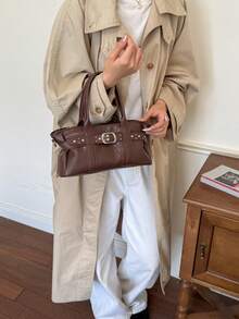 Minimalist Women's Handbag 2026 Fashion New Style Exquisite High-End Chic Rivet Luxury Shoulder Crossbody Bag - Brown - View 6