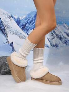 Autumn/Winter New Thick Sole Thermal Lined Snow Boots, Soft Bottom Anti-Slip Warm Winter Shoes, Commute And Outdoor Wear 2-In-1 Style - Light Grey - View 6