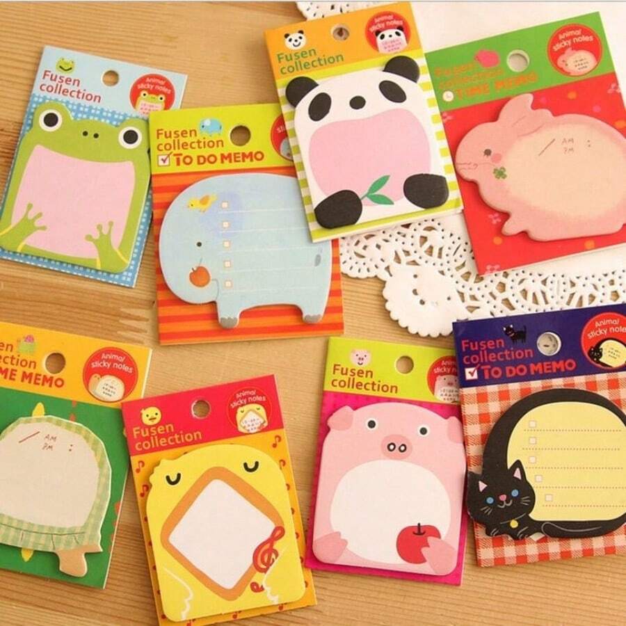 8 Pads Sticky Notes Animal Sticky Notes Removable Self-Stick Notes Novelty Cartoon Sticky Notes Pad Set For School Home Office Memo Pupils Students' Gifts - one-size - View 1