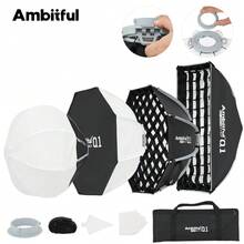 Ambitful Q1-30 Spherical Quick Release Softbox, Compatible With Bayonet And Mini Bowens Mounts, Portable Round Softbox For Studio Flash And Speedlite Photography - View 3
