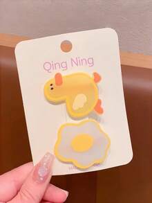 2pcs Cute Cartoon Fruit & Animal Hair Clips, Suitable For Girls Children, Cute Rabbit, Bear, Strawberry, Cherry Shaped Children Hair Accessories, Daily Hairstyle Accessories - Multicolor - View 7