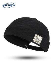 1pc Unisex Silly Goose Fabric Label Vintage Corduroy Newsboy Cap, Adjustable Brimless Sailor Hat, Fashionable Casual Streetwear Cap For Daily Commute, Party, Travel, Hip-Hop, Motorcycle, All-Season Versatile - C - View 8