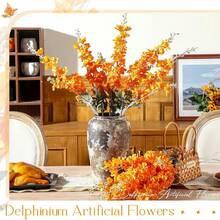1/3pcs Simulation Flower Simulation Hyacinth Wedding Party Birthday Festival Scene Decoration Home Decoration Photography Props, Autumn Decoration, Birthday Gifts, Festival Birthday Party Accessories, Outdoor Garden Decorations - Orange - View 5