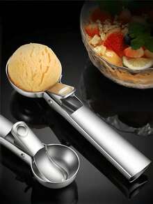 1/2pcs Stainless Steel Ice Cream Scoop With Pressure Handle, Heavy Duty Metal Lever Ice Cream Scoop, Dishwasher - Multicolor - View 11