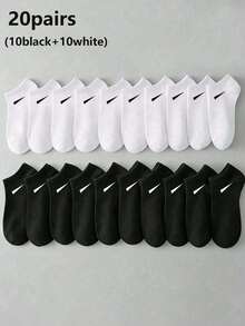 1/9/15/20/30 Pairs Unisex Socks, Sports Socks, White/Black/Grey Short Socks, Invisible Socks, Solid Color Minimalist Fashion, Suitable For Daily Casual Wear - Multicolor - View 21