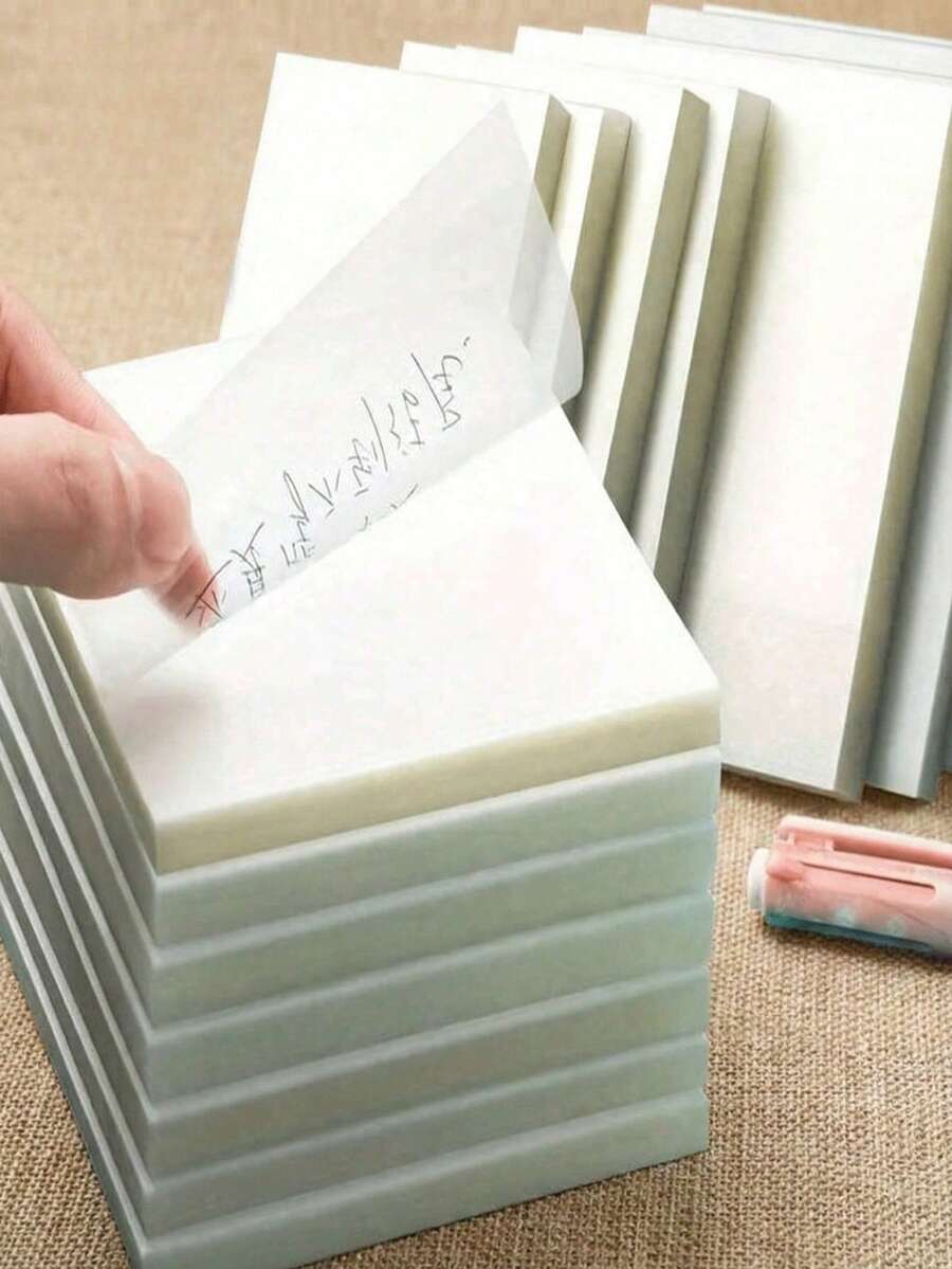 Haus Hana 50pcs/100pcs/200pcs Transparent Waterproof Memo Pad Notebook Diary Stationery School Office Supplies