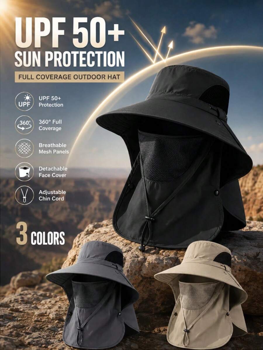 1pc Unisex Sun Protection Face Mask Hood Hat Neck Warmer All-In-One UV Protection Cycling Mask, Suitable For Daily Outings, Spring Trips And Travel Ski Masks - Multicolor - View 1