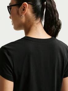 Nike Women's AS W NSW CLUB SS TEE HBR MD Short Sleeve T-Shirt Knit Collarless Short THV5003-011 - Black - View 5