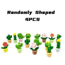 4pcs Random 3D Potted Plant Miniature Models, Made Of High-Purity Building Blocks, High-Quality Realistic Succulent Plant Decorations, Surface Maintenance Building Blocks, Suitable For Office Diaries And Planning Supplies - Multicolor - View 9