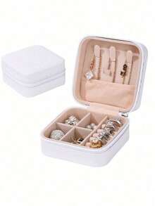 1 pièce Boîte à bijoux en PU LETURE, boîte de rangement portable de voyage pour bague, pendentif, boucle d'oreille, collier, bracelet - Multicolore - Voir 6