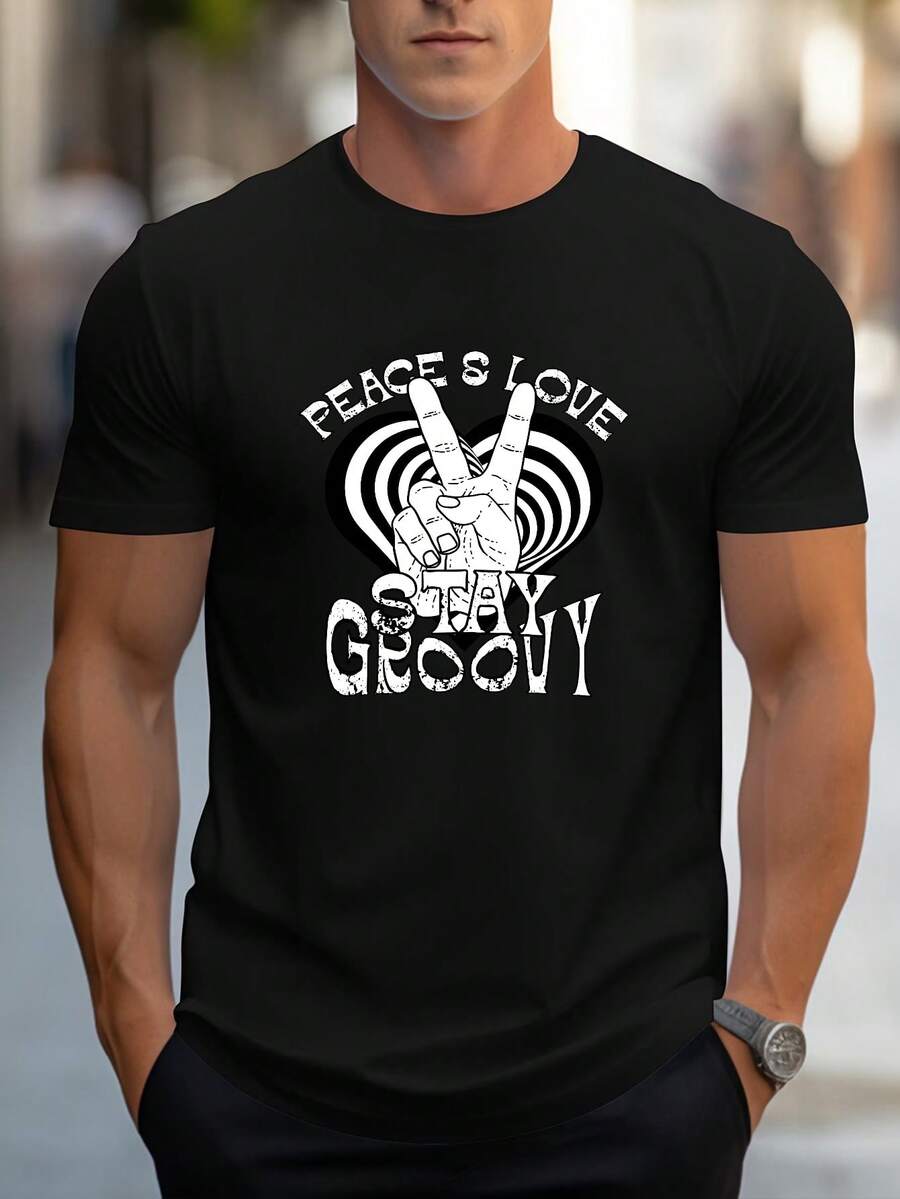 Men T-Shirts - 黑色 - 查看 1